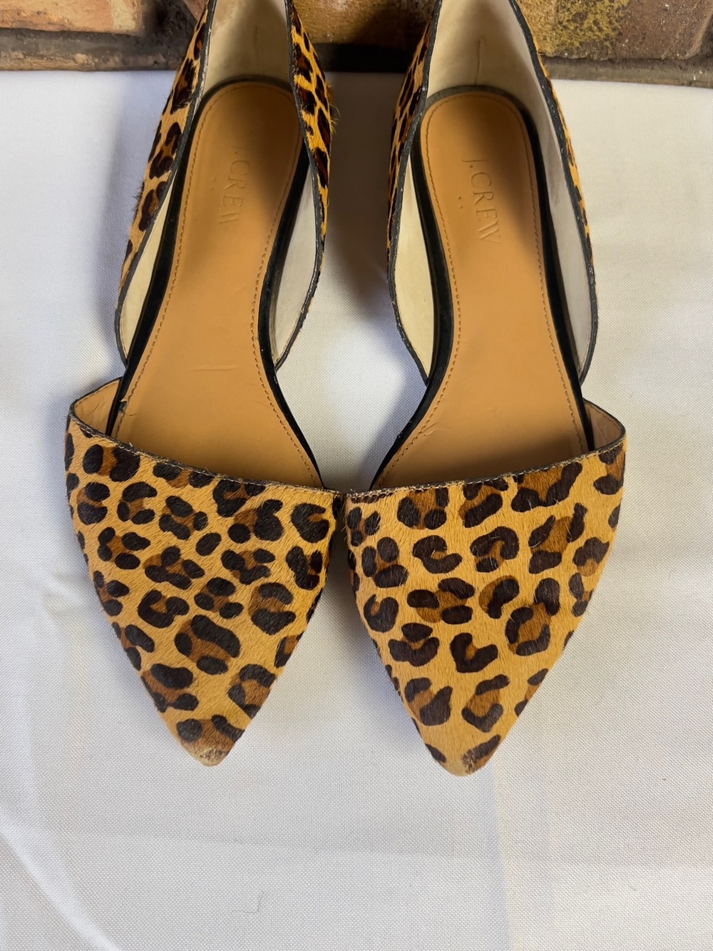 J. Crew Leopard Print Pointed D'Orsay Flats - Brown/Tan/Black